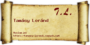 Tamásy Loránd névjegykártya
